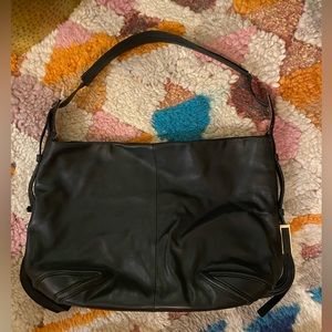 Brian Atwood Genuine Black Leather Black Shoulder Bag